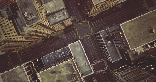 Urban Landscape Showcasing Intersections and Buildings in a City