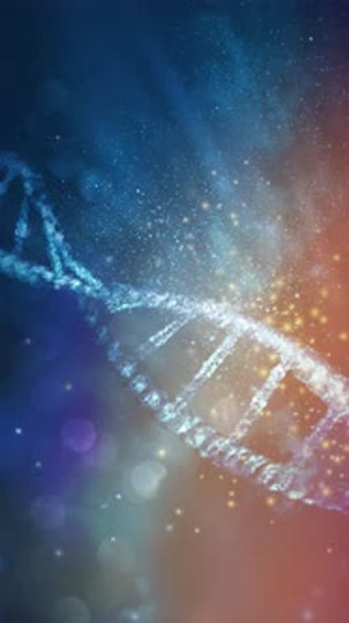 Animation des Moments der Zerstörung des DNA-Strangs