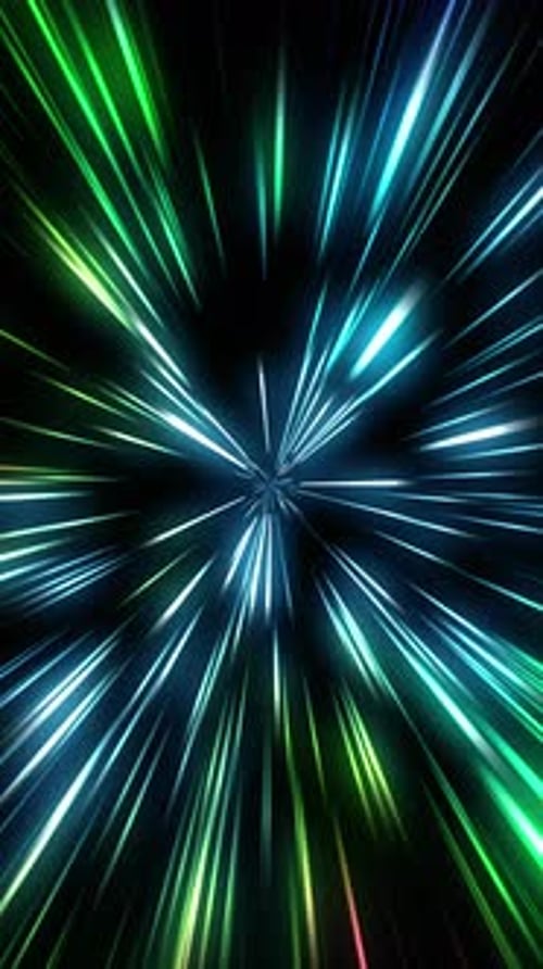 Animation en boucle. Tunnel multicolore de lignes au néon (vidéo verticale
)