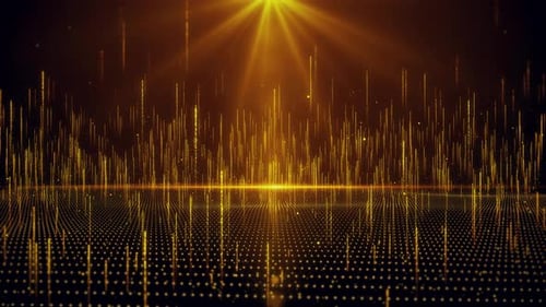 Golden Digital Particle Lines Abstract Technology Background Loop