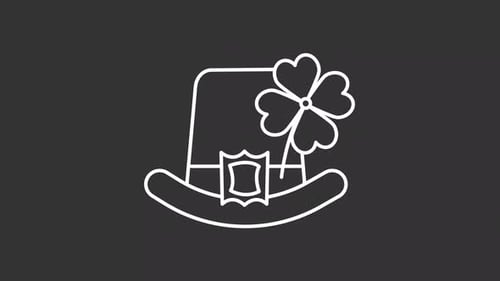 Minimalist Line Art Drawing of a Leprechaun Hat and Clover