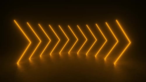 Glowing Neon Chevron Arrows Moving Forward Loop