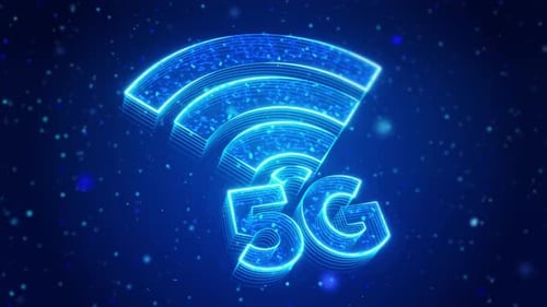 Futuristic 5G Wi-Fi Network Technology Neon Animated Icon