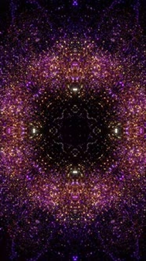 Abstract Purple and Gold Shimmering Particle Kaleidoscope Loop
