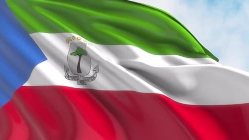 Equatorial Guinea National Flag Waving in Realistic Motion
