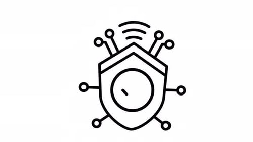 Animated Cyber Security Shield Icon Line Art