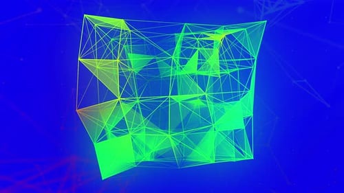 Abstract Geometric Plexus Cube Rotation with Glowing Lines