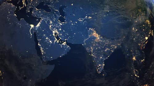 Realistic Earth Orbit and Zoom Glowing Borders Israel