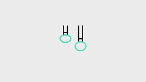 Minimalist Animated Gymnastic Rings on White Background