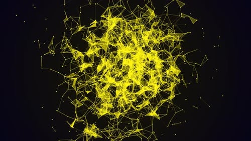 Abstract Yellow Digital Plexus Network Background Animation