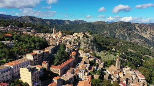 Amazing cityscape of Novara di Sicilia town. Aerial view of Novara di Sicilia, Sicily, Italy, Europe