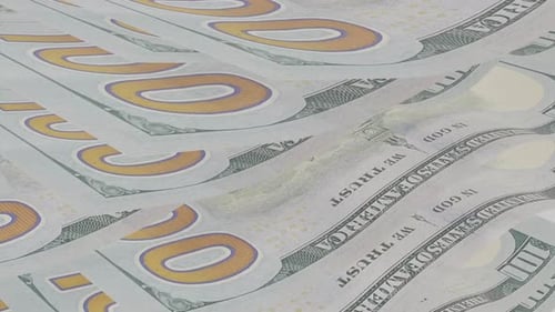 3d Render of Many Moving or Falling Dollars Money Conveyor Concept of Success Abundance Finance