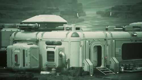 Advanced Futuristic Space Station Orbiting Alien Planet