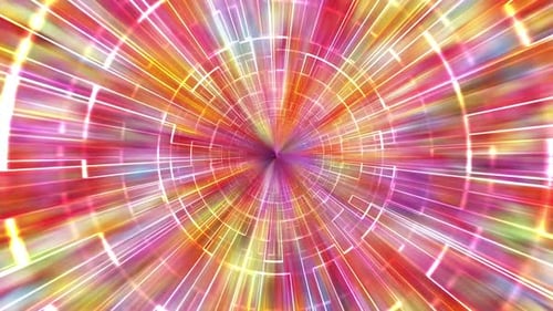 Abstract Neon Geometric Tunnel Hyperspace Animation Background