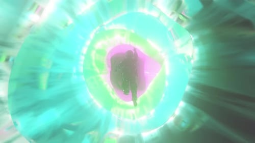 Unrecognizable Person Falling Into Multicolored Interdimensional Tunnel 3d Infinite Loop