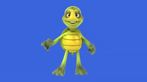 Fun 3D cartoon turtle talking (with alpha channel)
