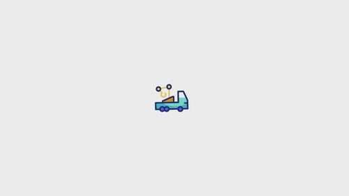 Flat Design Tow Truck Icon Animation