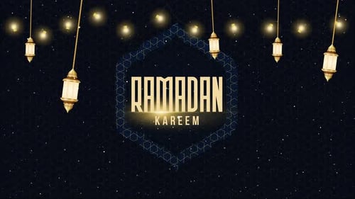 Ramadan Kareem Glowing Title Animation with Islamic Lanterns