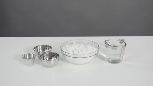 Baking Ingredients Arranged on White Counter