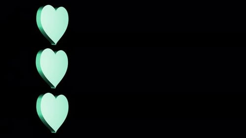 Seamless Loop of Modern Rotating 3D Hearts Animation