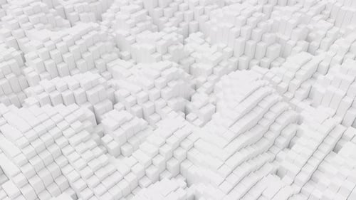 Ripples on Grid of White Blocks Abstract Background Loop of Waves of Square Columns Voxel Noise