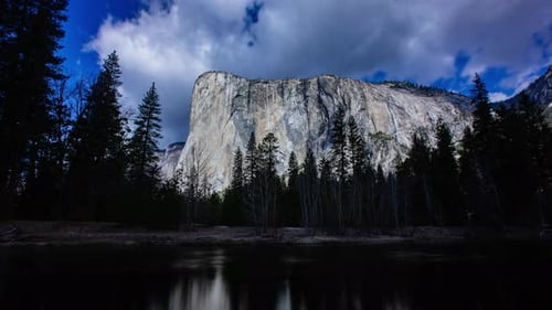Time Lapse - Beautiful Cloudscape in Yosemite National Park with Merce River