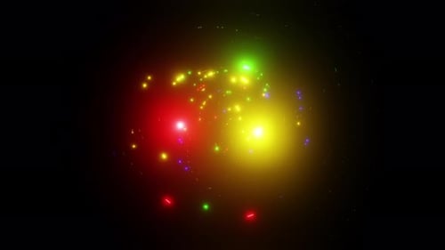 Multicolored spiral shimmering particles sparkle to the rhythm VJ loop overlay 3d render. Rotating