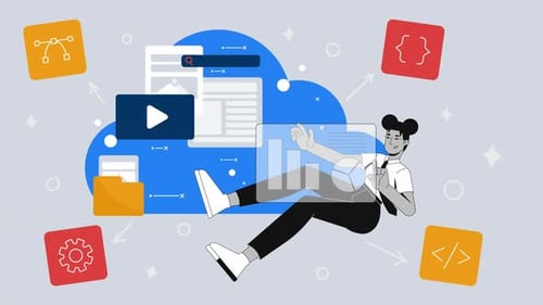 Concept d'animation 2D de développement Web basé sur le cloud