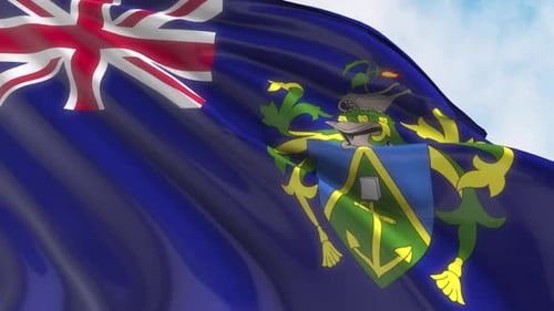 Realistic Pitcairn Islands Flag Waving Animation