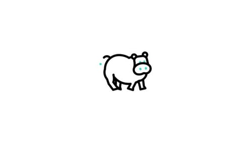Animated Minimalist Hippo Character Loop with Blinking Eyes