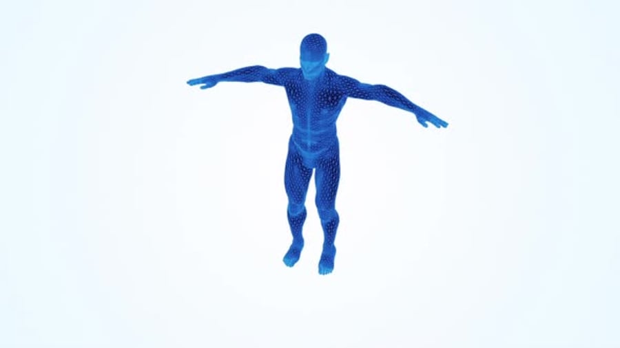 Rotating 3D Blue Wireframe Human Body Scan, Backgrounds Motion Graphics ...