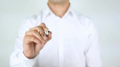 Win Win Strategy Man Writing on Glass