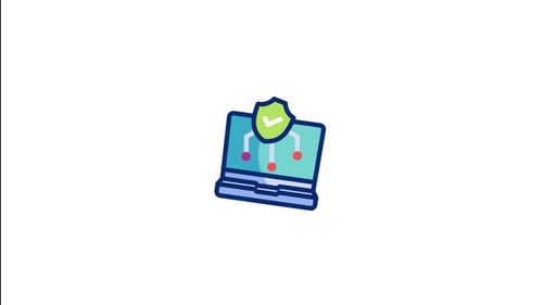 Sketch Style Laptop Security Icon Network Animation