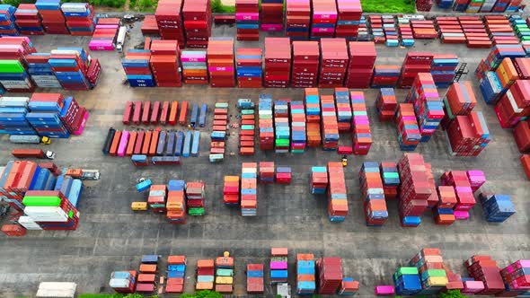 Container yard from above: A bustling hub of stacked containers ...