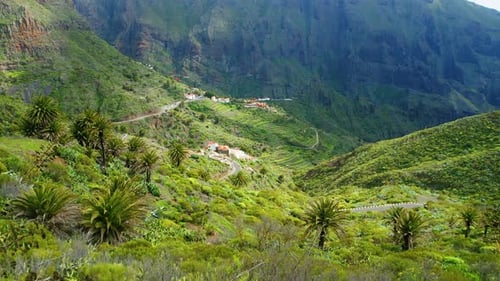 Ravine Natural Green Landscape Masca Gorge and Old Village on Tenerife Canary Islands Spain
