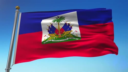 Haiti National Flag Waving Seamless Loop Animation