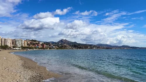 Malagueta Beach Malaga Spain Costa del Sol calm mediterranean sea waves