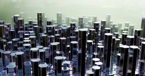 Dynamic Geometric Hexagon Pillars Rising Background