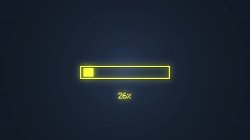 Animation de progression de la barre de chargement, compte à rebours à 100 %, barre de chargement et chargement terminés