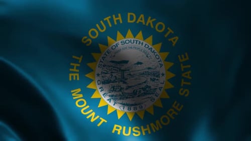 South Dakota State Waving Flag. Flag of South Dakota Waving Animation.