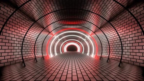 Red And White Neon Strobe Brick Tunnel Background Vj Loop In 4K