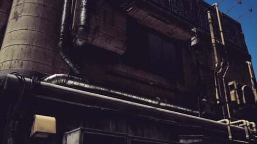 Urban Architecture Showcasing Industrial Design in a Busy City Environment