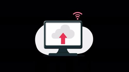 Cloud Data Upload Concept Animation Video - Transparent
