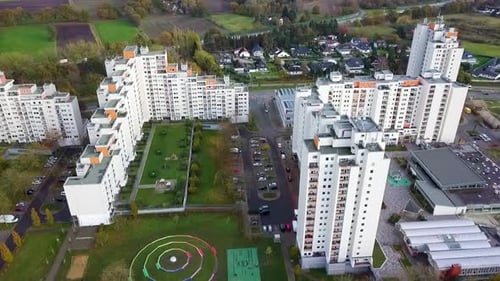 Osterholz-Tenever Multi-storey Apartment Buildings At Bremen, Germany. - aerial