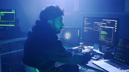 A Dedicated and Focused Programmer Working in a Specialized Cybersecurity Environment