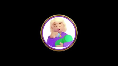 Smiling Parent Feeds Baby 3D Icon Animation