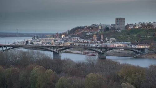 Timelapse from day to night with a view of Nizhny Novgorod
