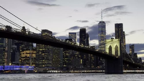Brooklyn Bridge Illuminated at Night