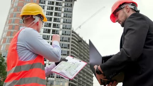 Work Process on Construction Site Discussion of Workers