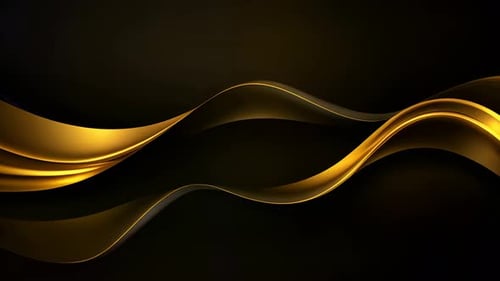Elegant Abstract Gold Waves Flowing on Black Background
